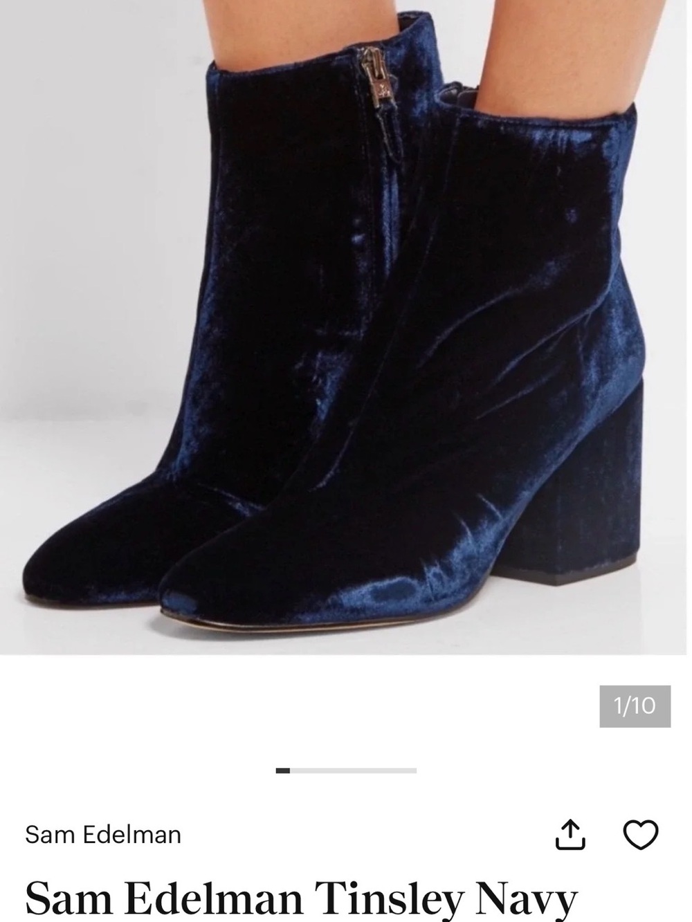 Sam Edelman Tinsley Velvet Ankle Boots - Dark Navy